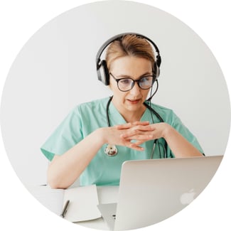 nurse at computer